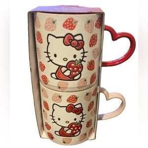Set of 2 Limited Edition Hello Kitty 21oz Mugs with Strawberry Design